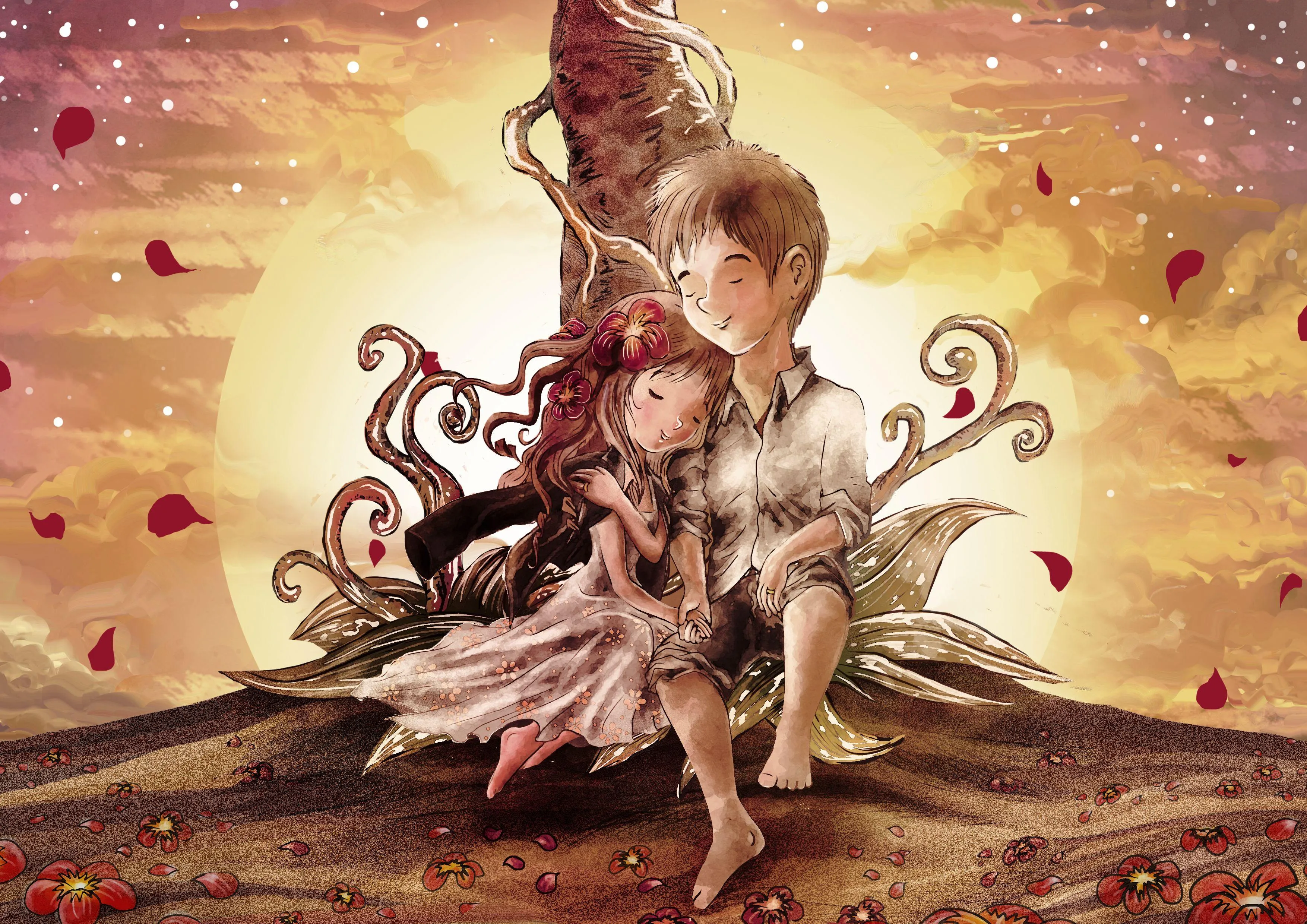 Fantasy Couple Image Representing Spiritual Love Wallpaper