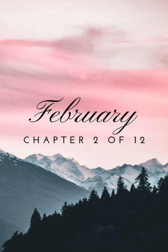 February Text with Cozy Minimalist Style Sunrise Image