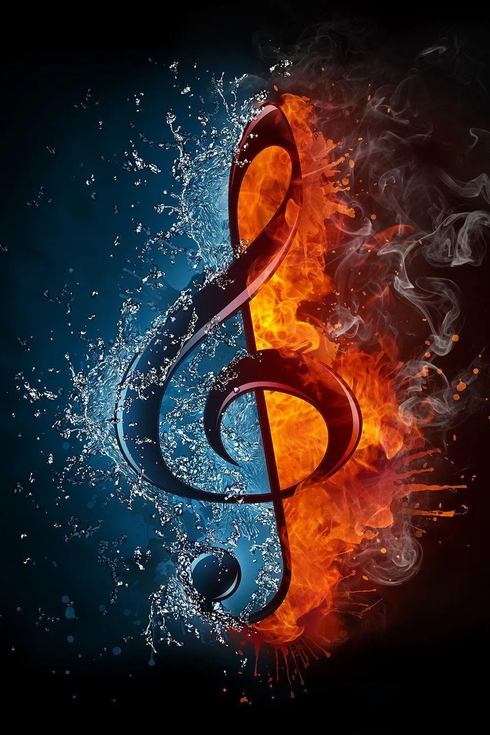 Fiery and Water Music Note Representing Passion and Love