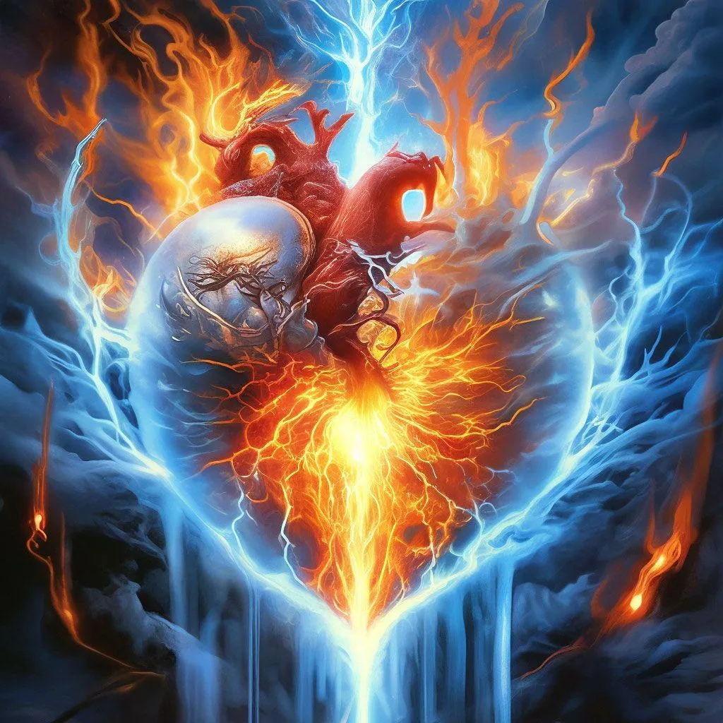 Fiery Blue Heart Depicting Power of True Passion Wallpaper