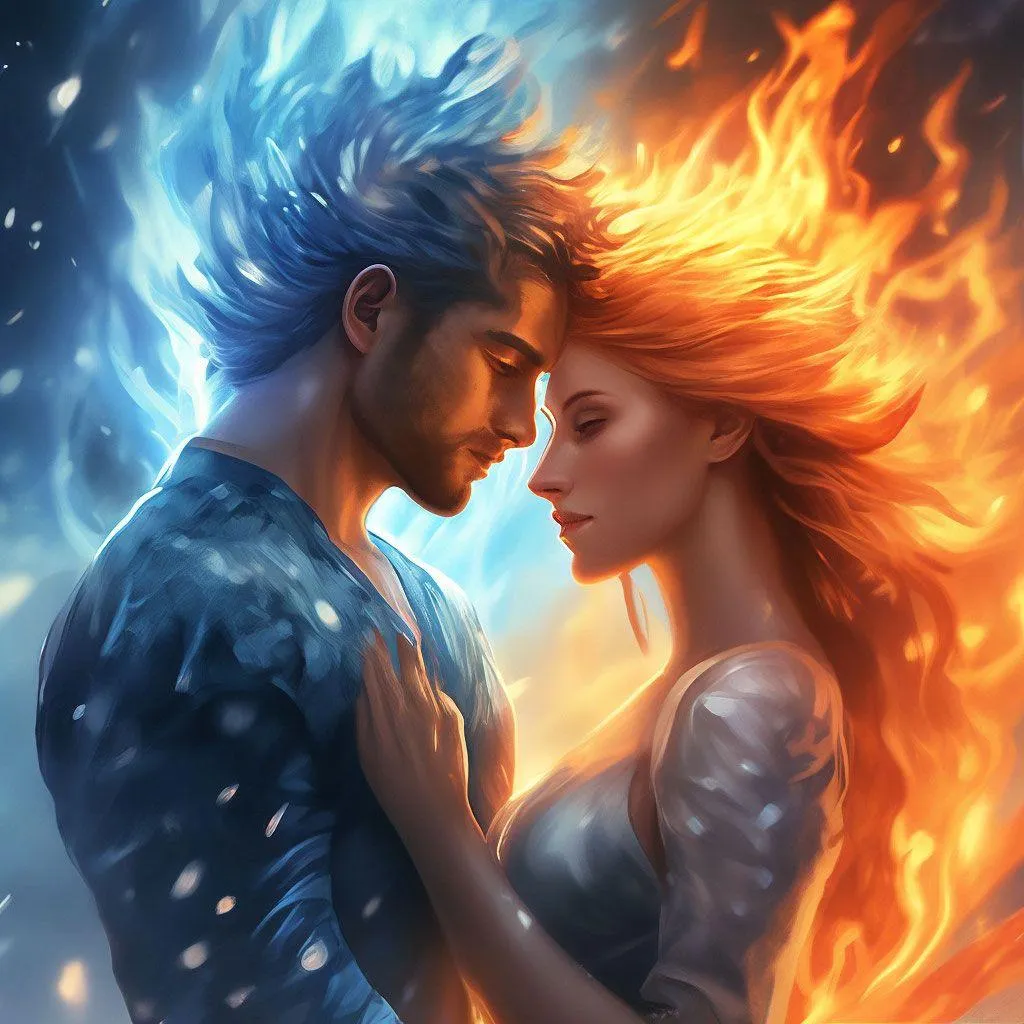 Fiery Couple Embracing in Passionate True Love Wallpaper