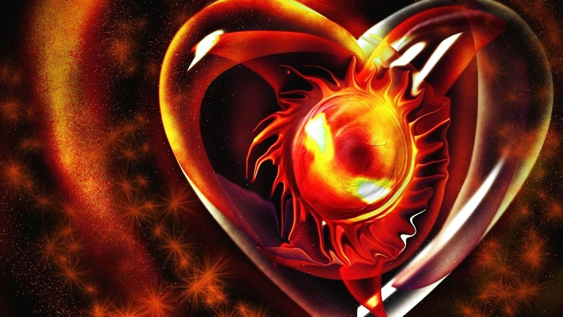 Fiery Heart of Passion Burning with Endless Love Wallpaper