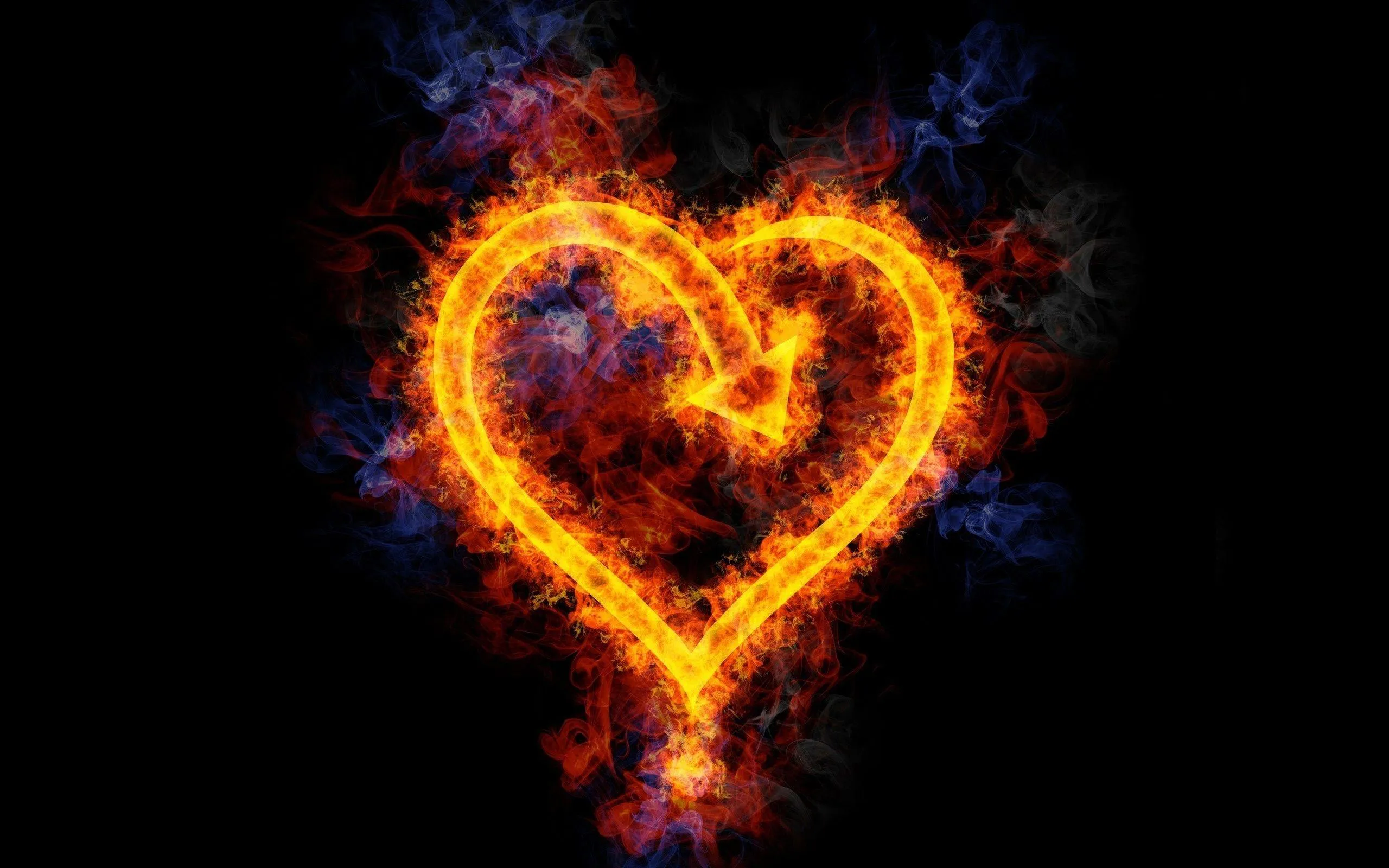 Fiery Heart Shape Reflecting Passionate Burning Love
