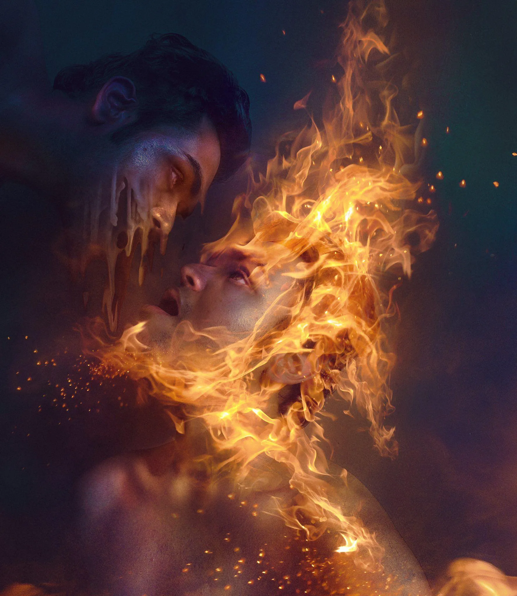Fiery Passion Artwork Expressing Burning True Love Wallpaper