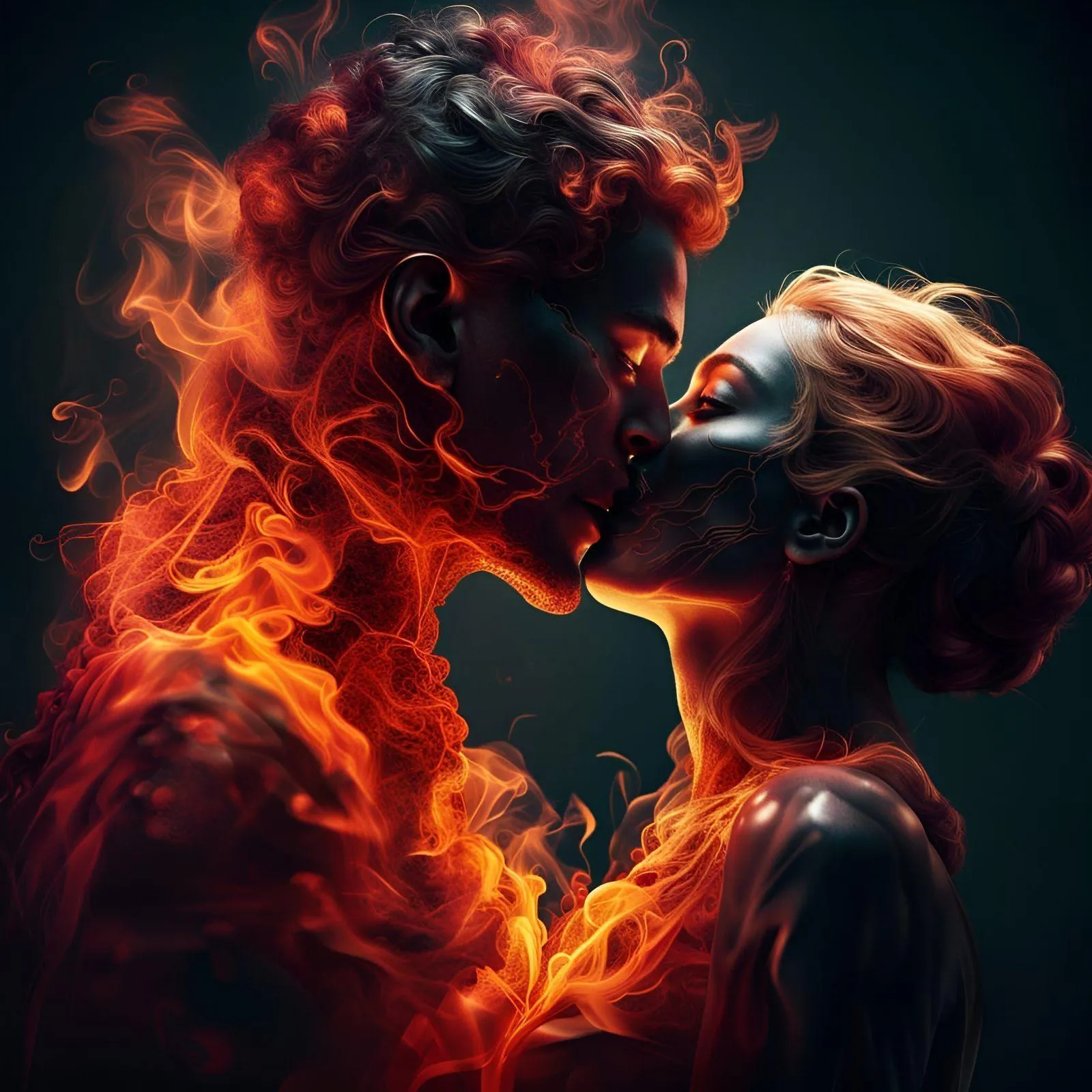Fiery Passionate Couple Sharing Burning Romance Wallpaper