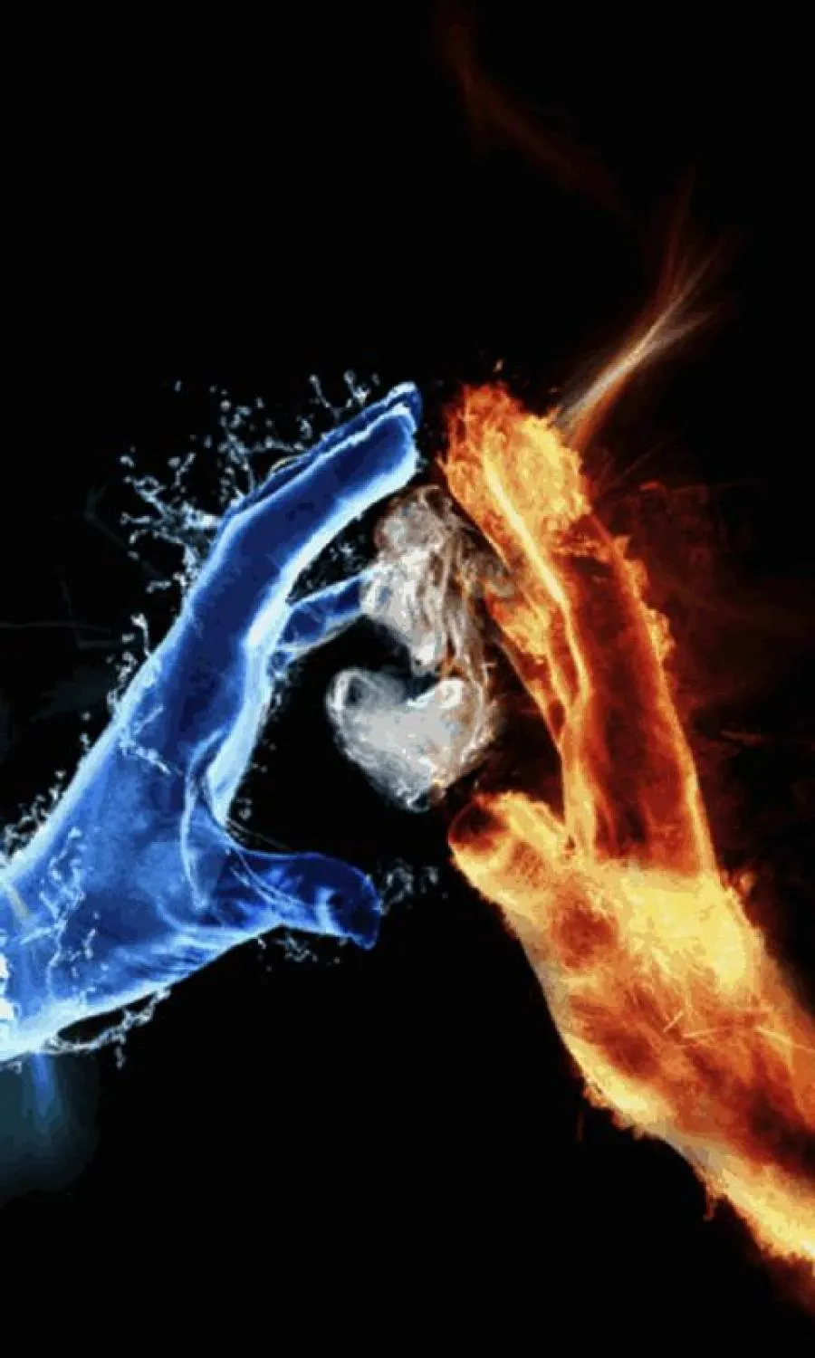 Fire and Ice Hands with Heart Showing Power of Opposites