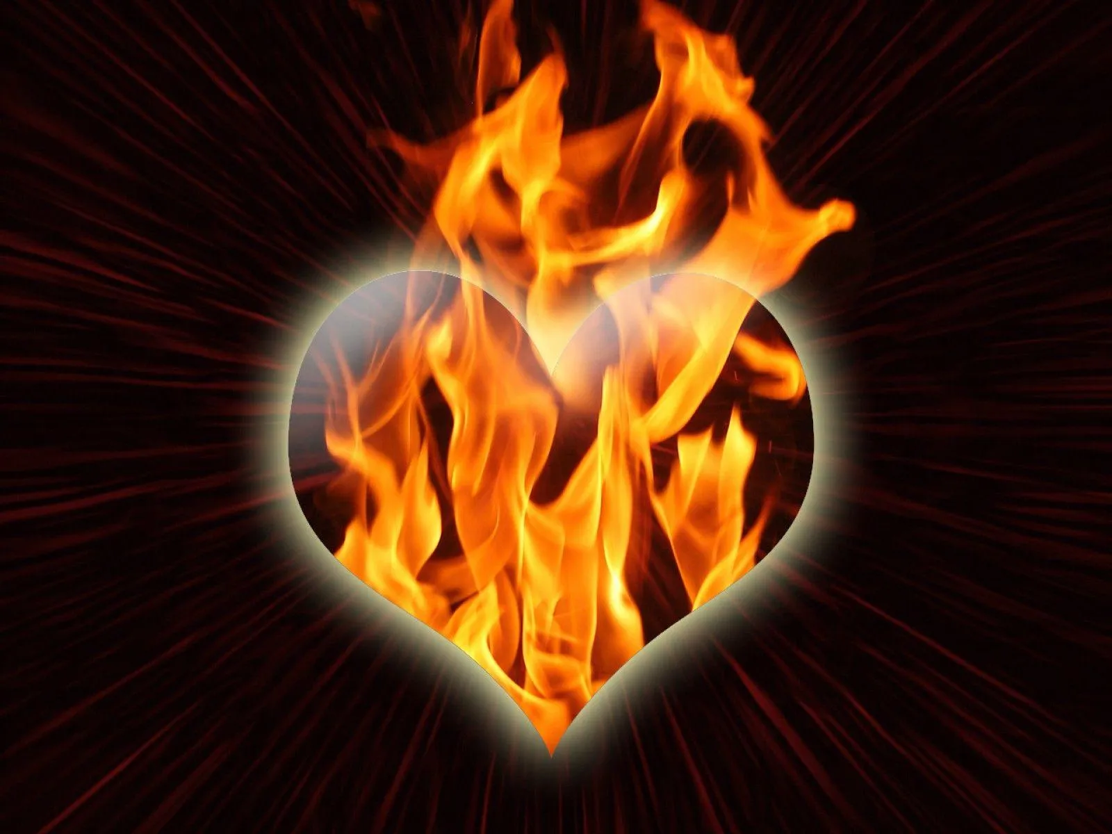 Flaming Heart Symbol Representing Fiery Passion Wallpaper