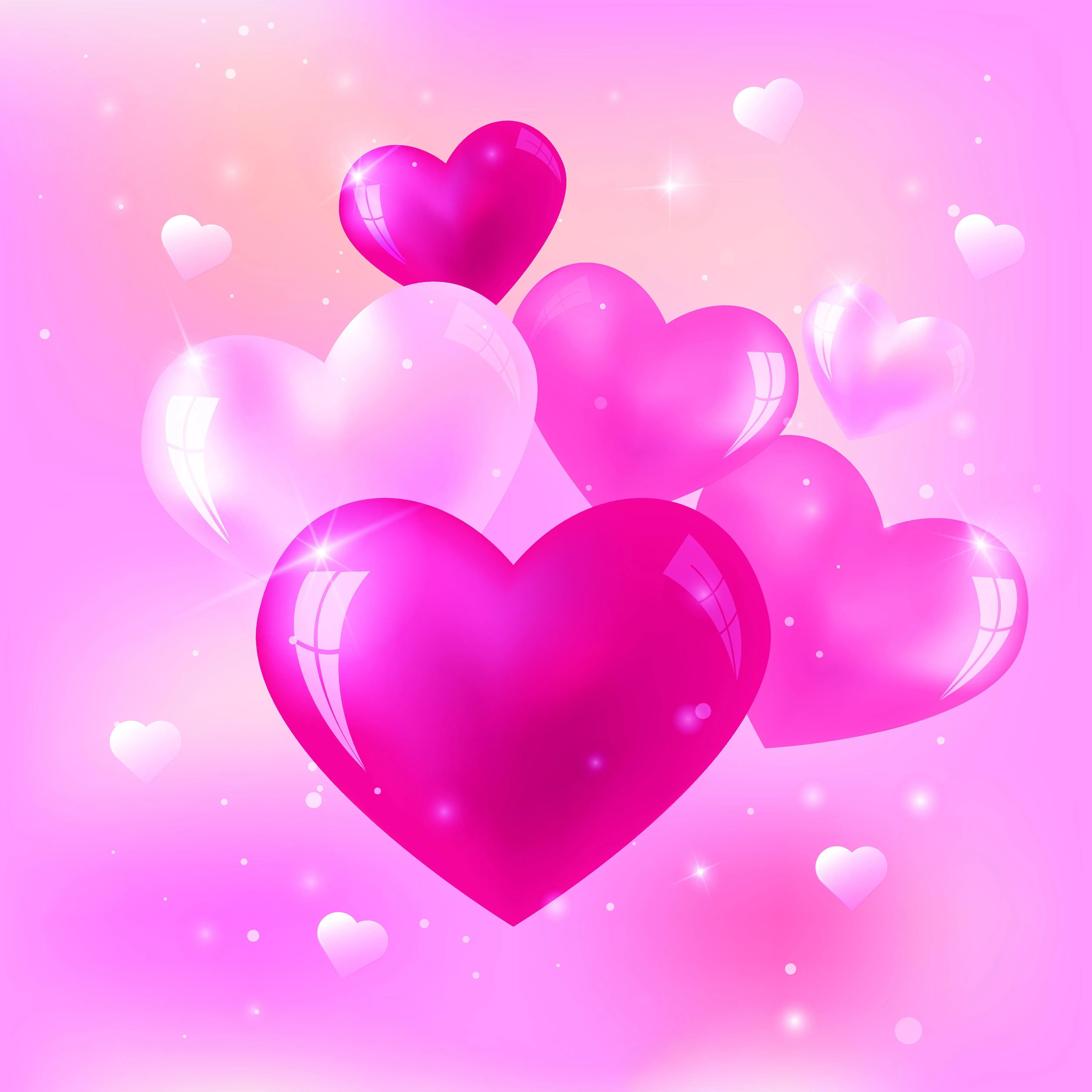 Floating Pink Hearts Expressing Sweet Affection Wallpaper
