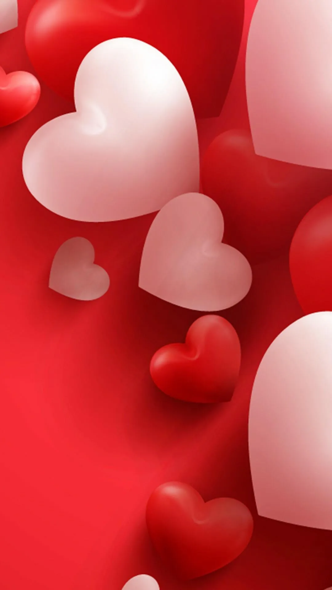 Floating White and Red Hearts for True Romance Wallpaper