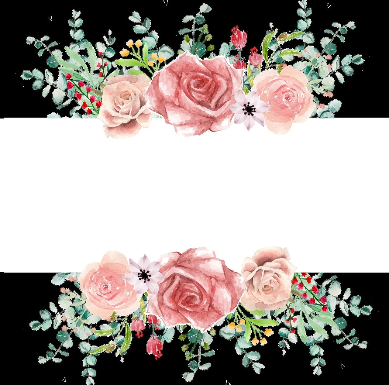 Floral Frame with White Roses and Soft Colors Wallpaper