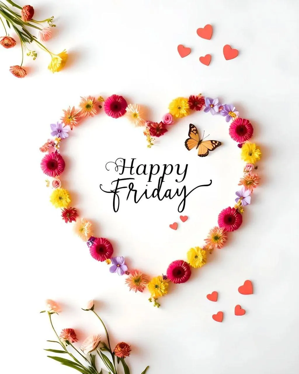 Floral Heart Circle for a Joyful Happy Morning Greeting