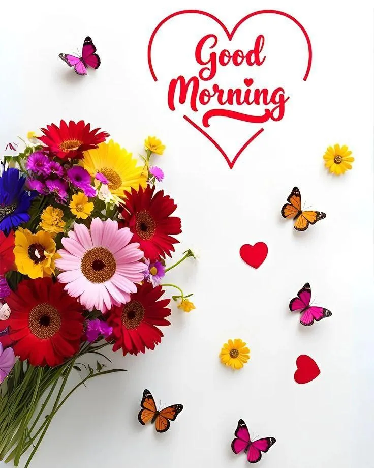Floral Heart with Birds for a Love Filled Morning Wish