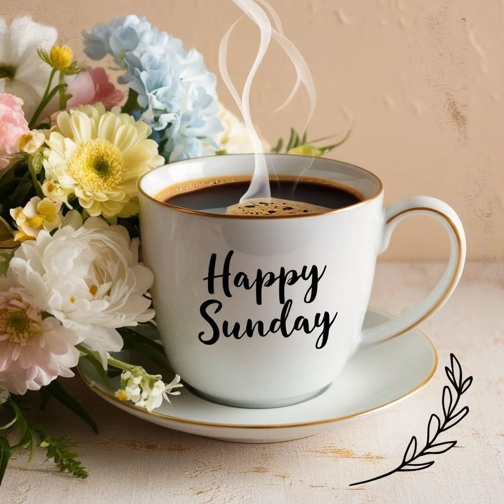 Floral Themed Happy Sunday Morning Greeting Image