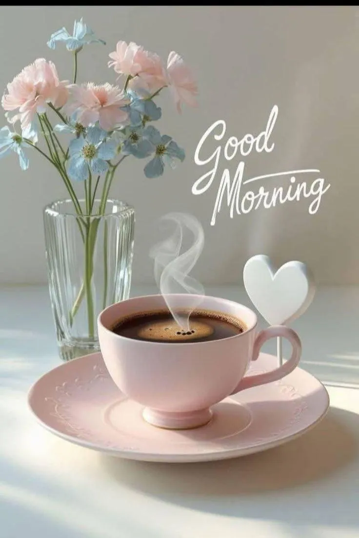 Fresh Coffee and Flowers for a Calm and Good Morning