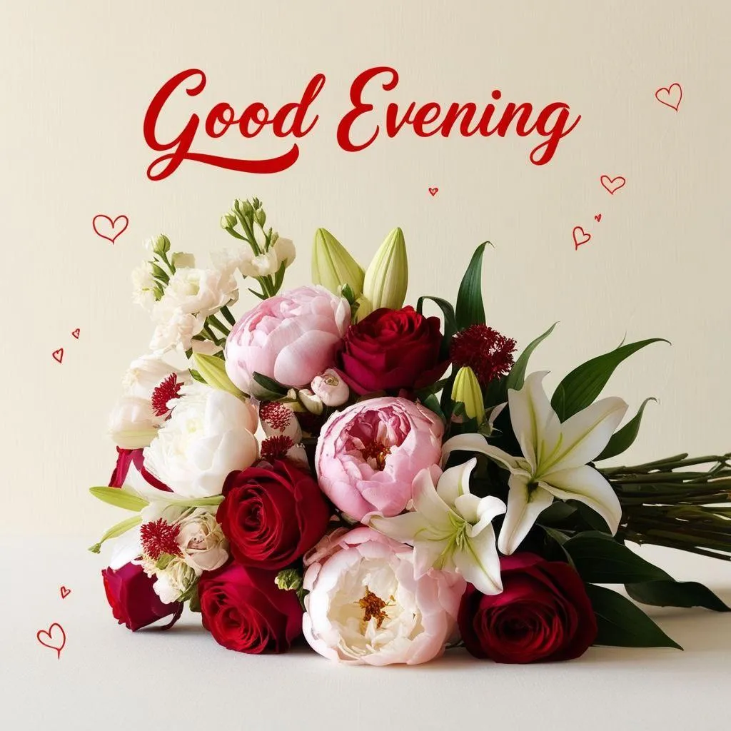 Fresh Flowers and Message Send You Good Evening Peace