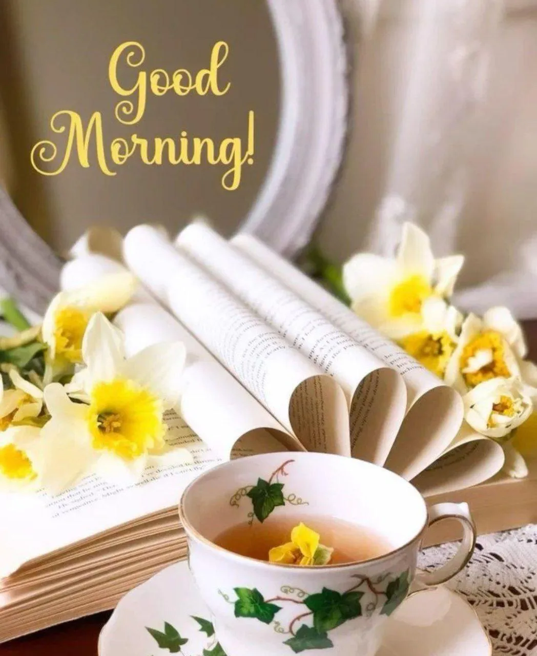 Fresh Morning Flowers and Herbal Tea for a Relaxing Day