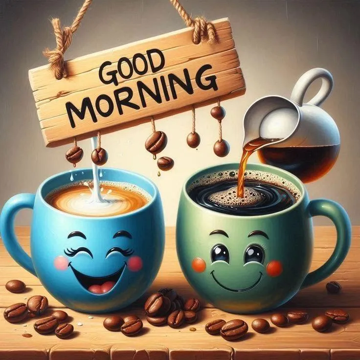 Funny Cartoon Mugs with Happy Morning Faces for You