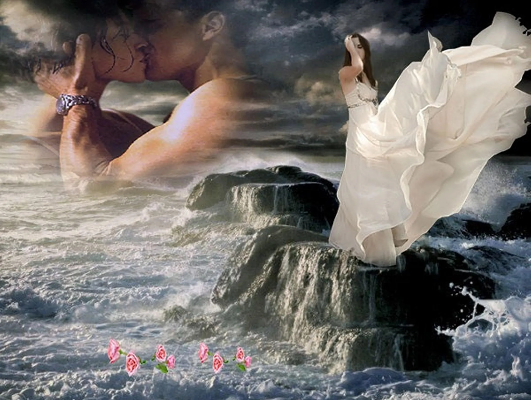 Girl in White Gown Representing Peaceful Eternal Love