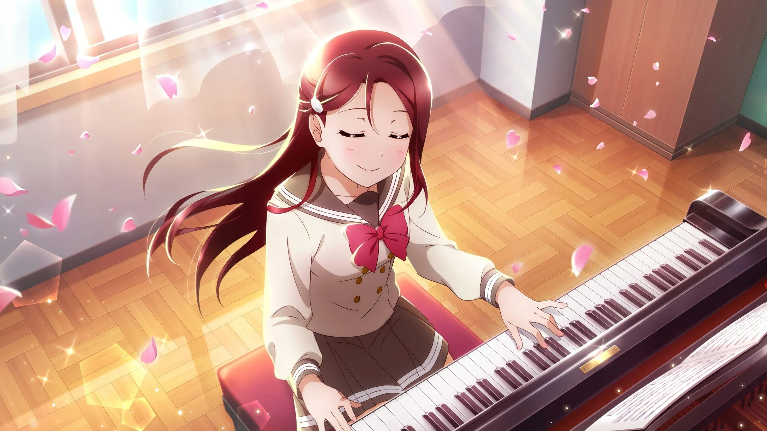 Girl Playing Piano Expressing Musical Love Emotion Wallpaper