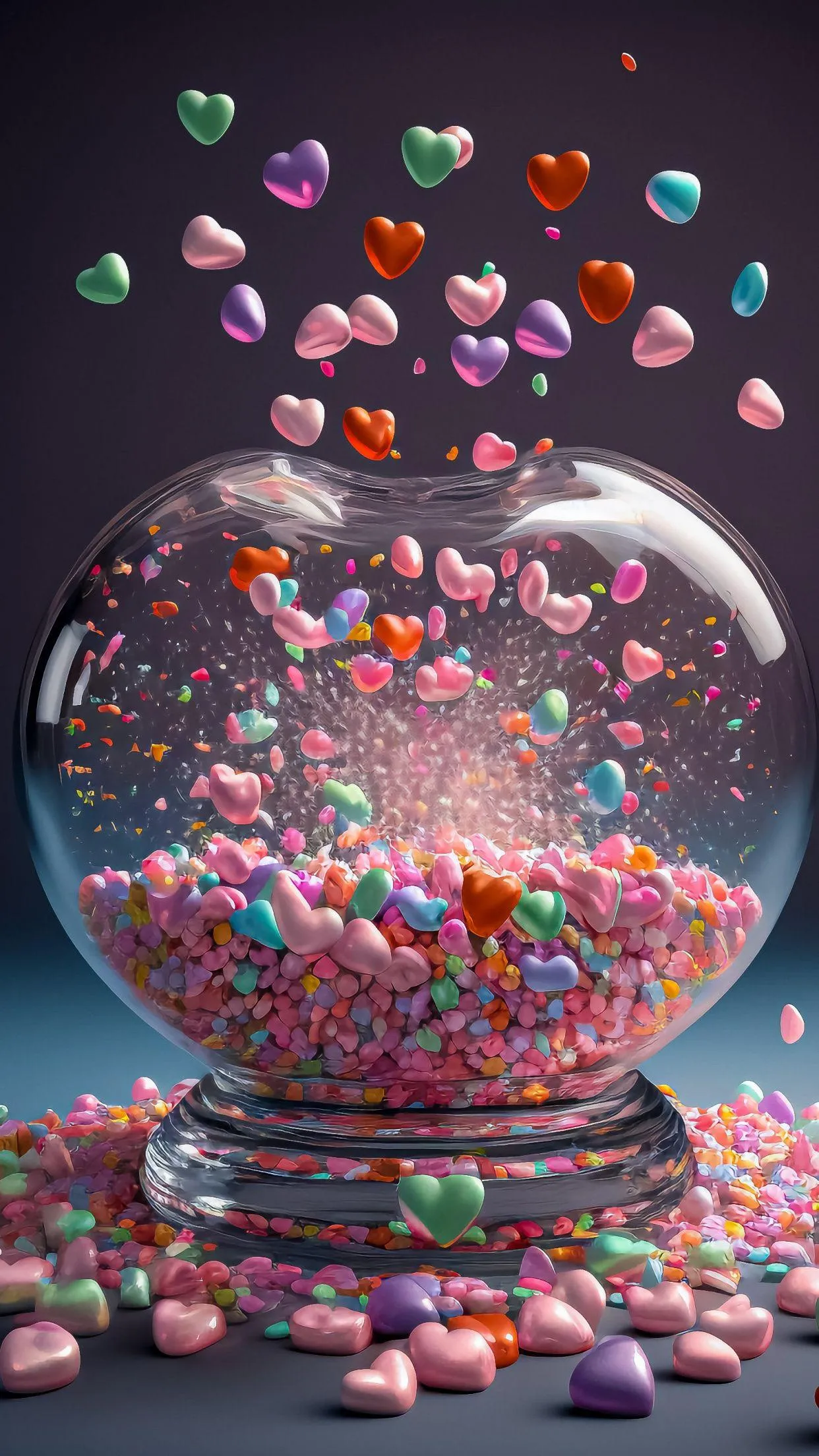 Glass Globe Filled with Hearts Portraying Global Love