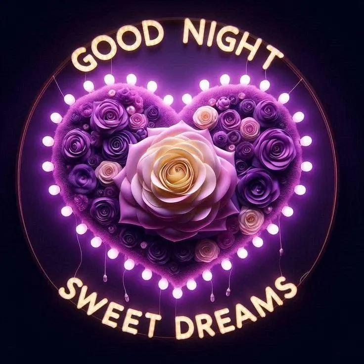 Glowing Heart Circle Saying Good Night Sweet Dreams