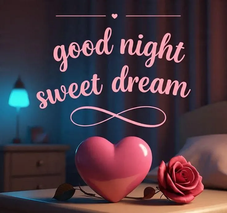 Glowing Heart Lights and Good Night Sweet Dream Hd Image
