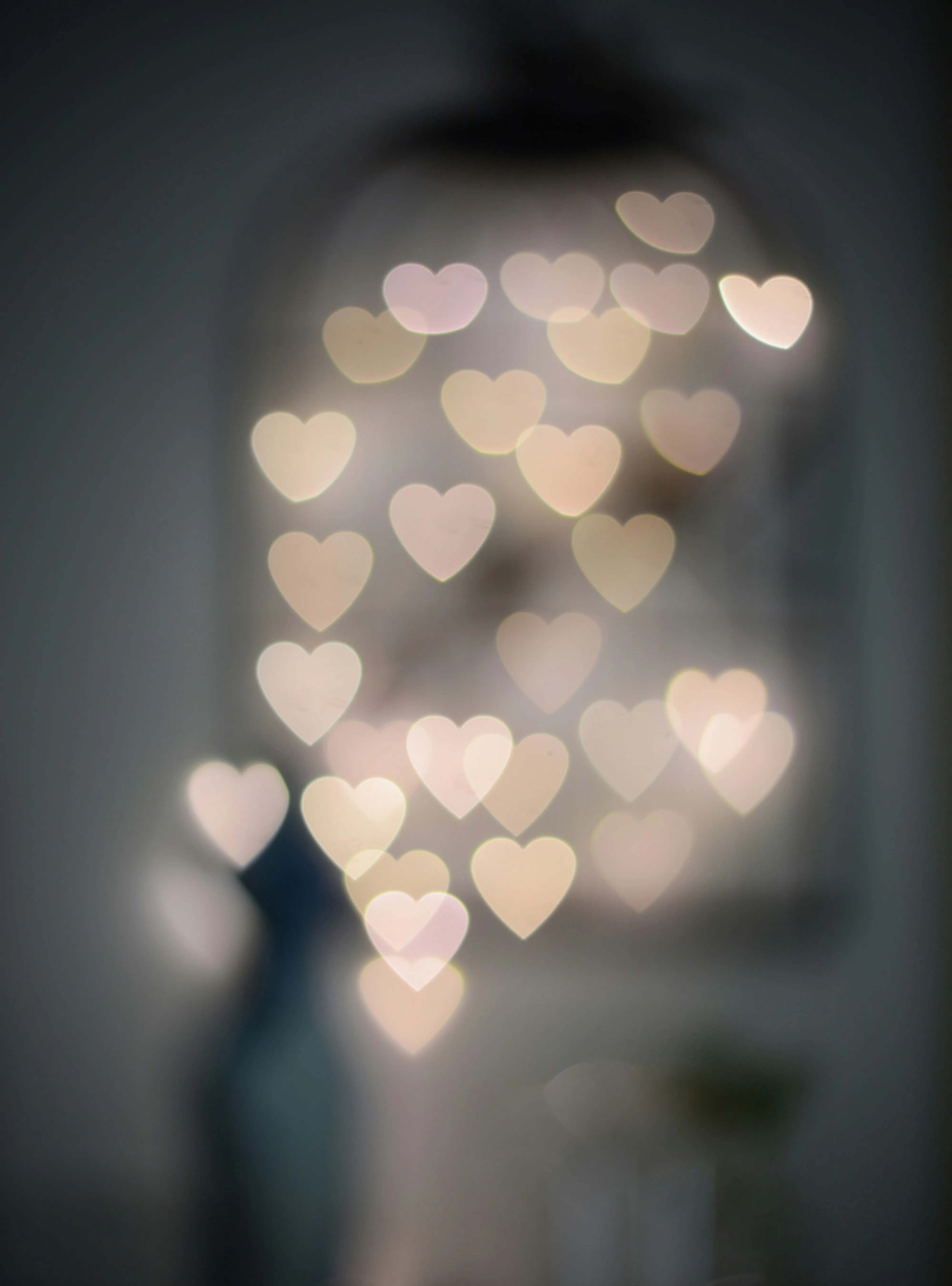 Glowing Heart Lights Creating Dreamy Romantic Mood Wallpaper