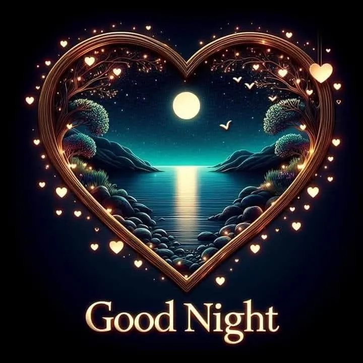 Glowing Heart Night Image with Candlelight and Stars