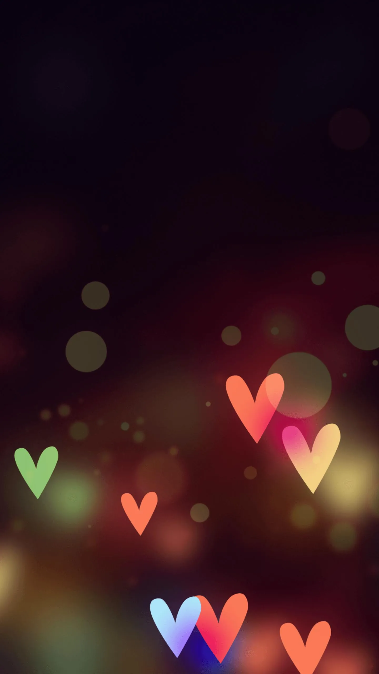 Glowing Hearts Floating in Dark Romantic Scene Wallpaper
