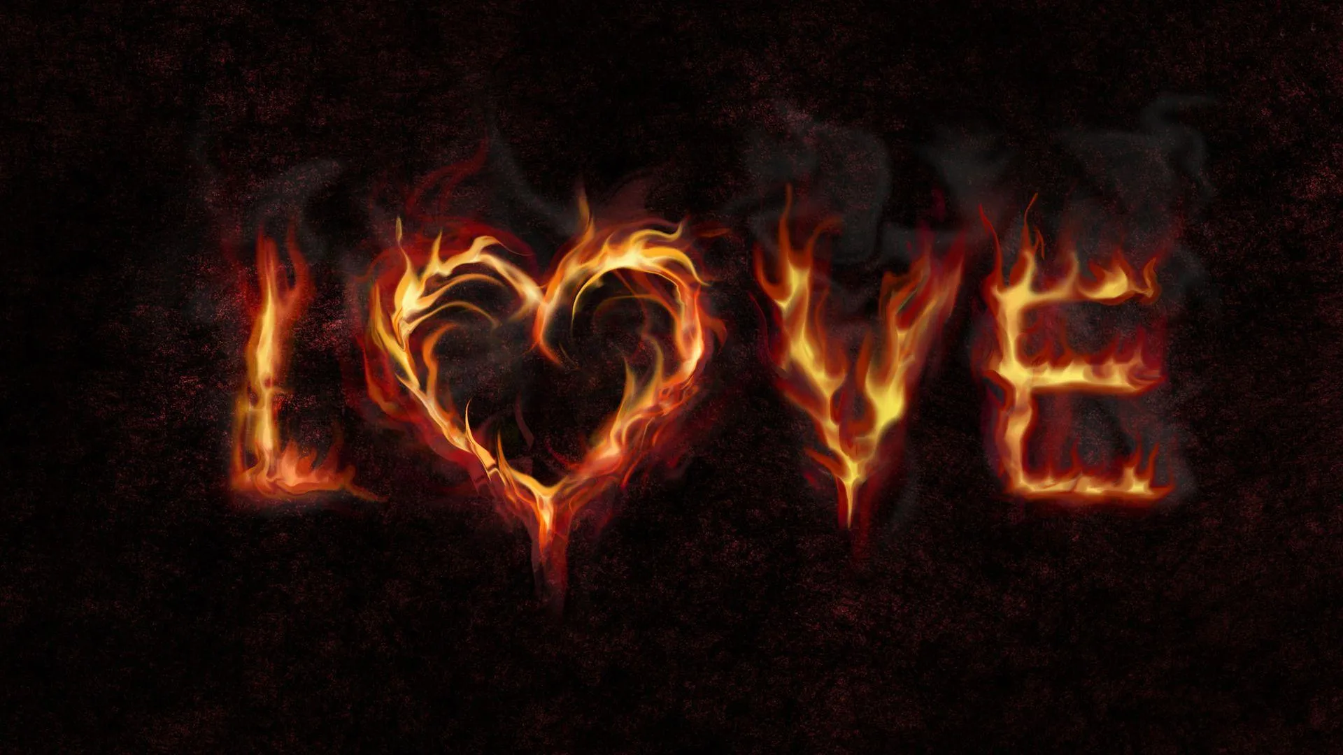 Glowing Love Text on Black Background free Wallpaper