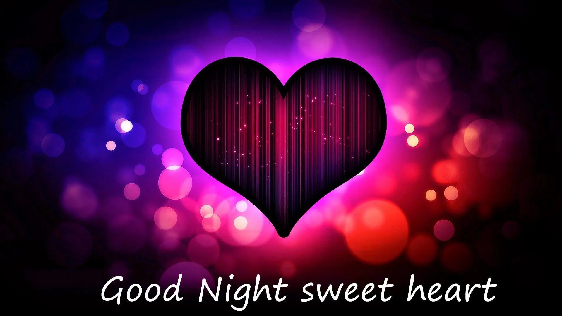 Glowing Purple Heart Wishing Good Night Sweetheart Wallpaper