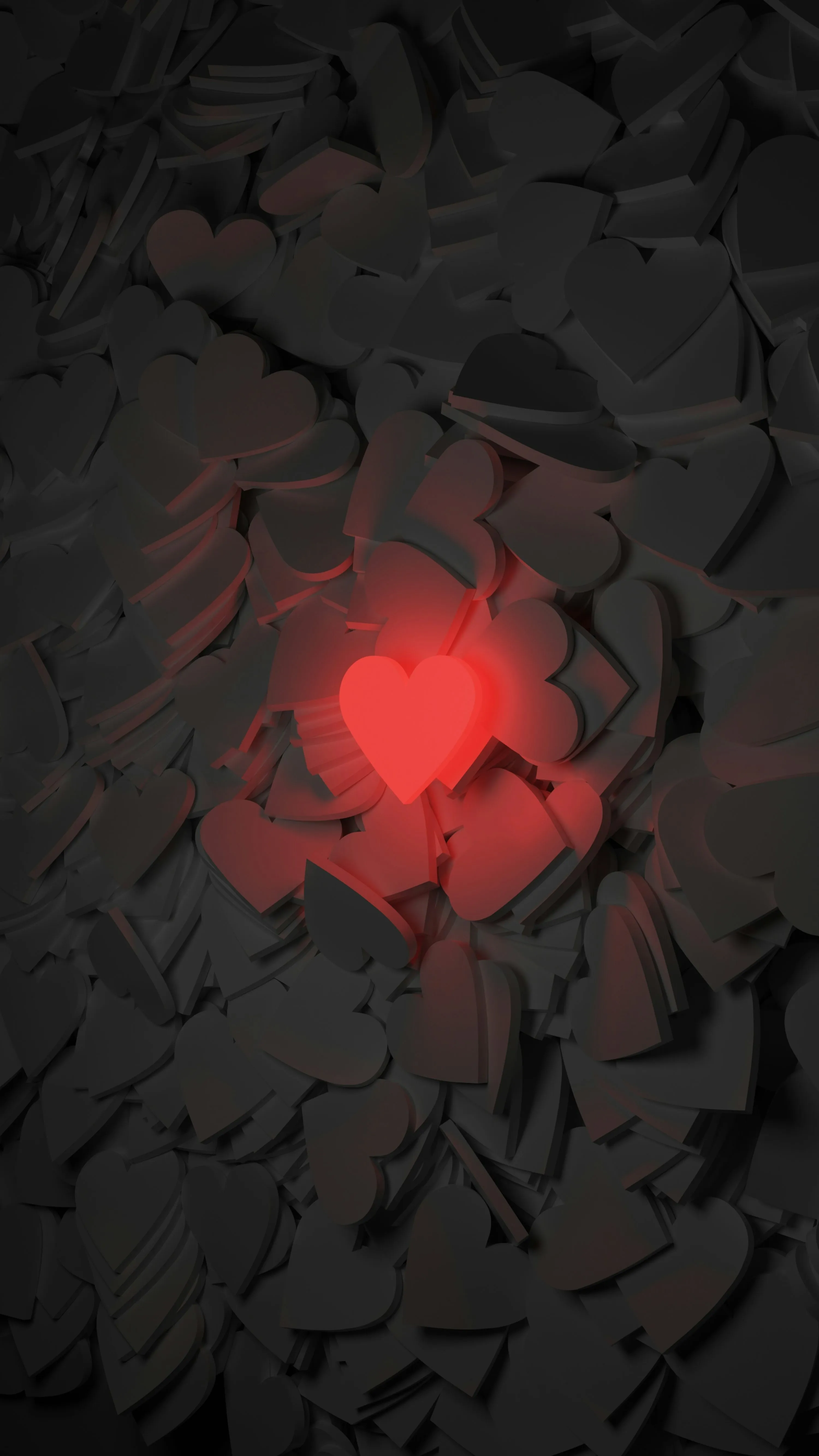 Glowing Red Heart in Darkness Showing Passion Wallpaper
