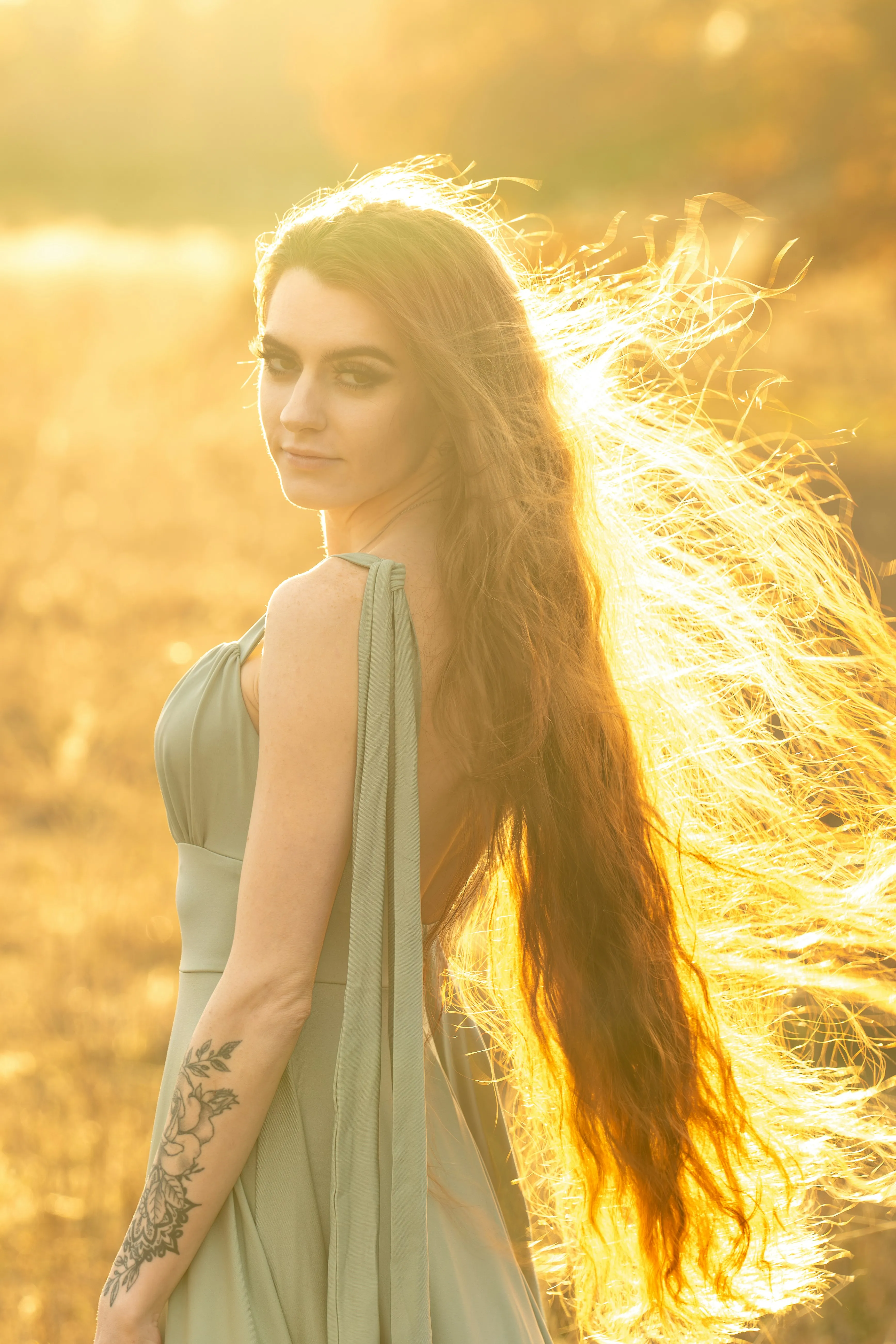 Golden Hour Portrait Radiating Inner Beauty and Love Image