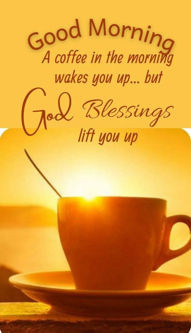 Golden Tea Cup with Warm Sunshine Greeting Wallpaper