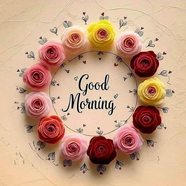 Good Morning Beautiful Wreath of Colorful Flowers Image