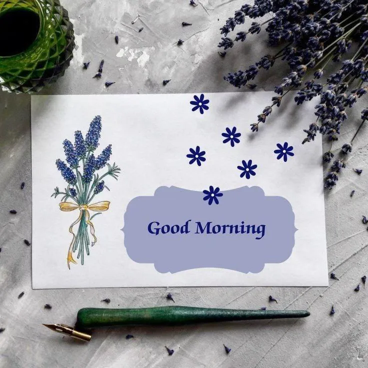 Good Morning Blue Flowers with Gentle Positive Message