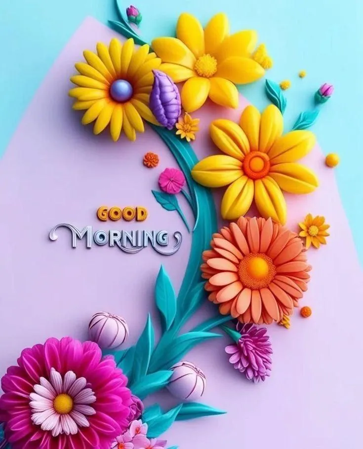 Good Morning Bright Colorful Flowers in a Creative Design