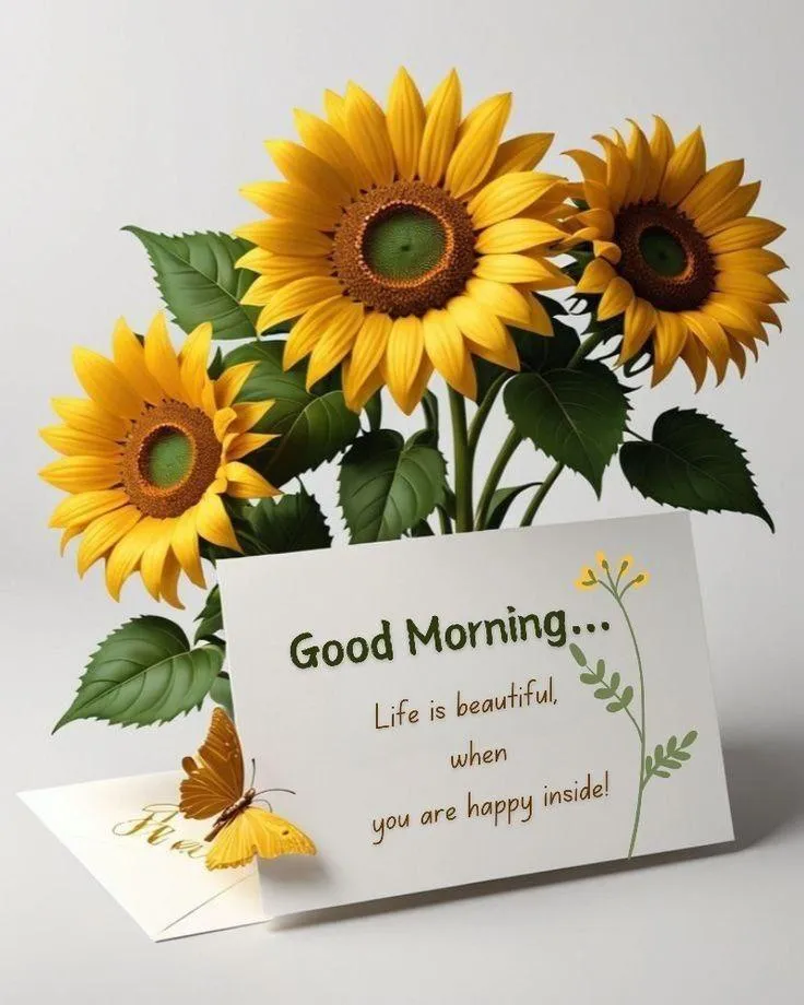 Good Morning Bright Sunflowers with Clear Sky Background