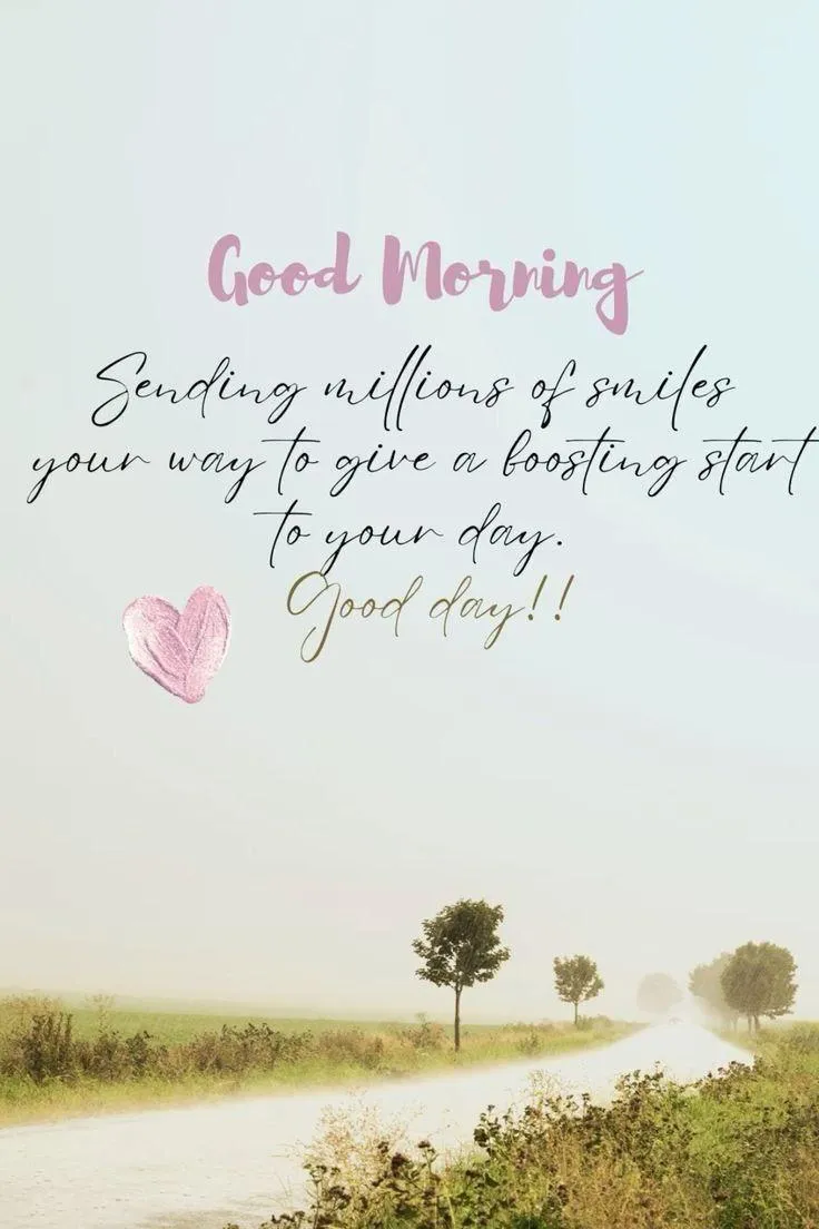 Good Morning Calm Landscape with Trees and Warm Message