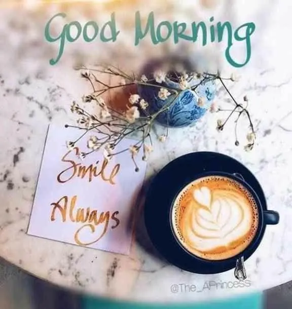 Good Morning Coffee Cup with Artistic Swirls and Light Effects