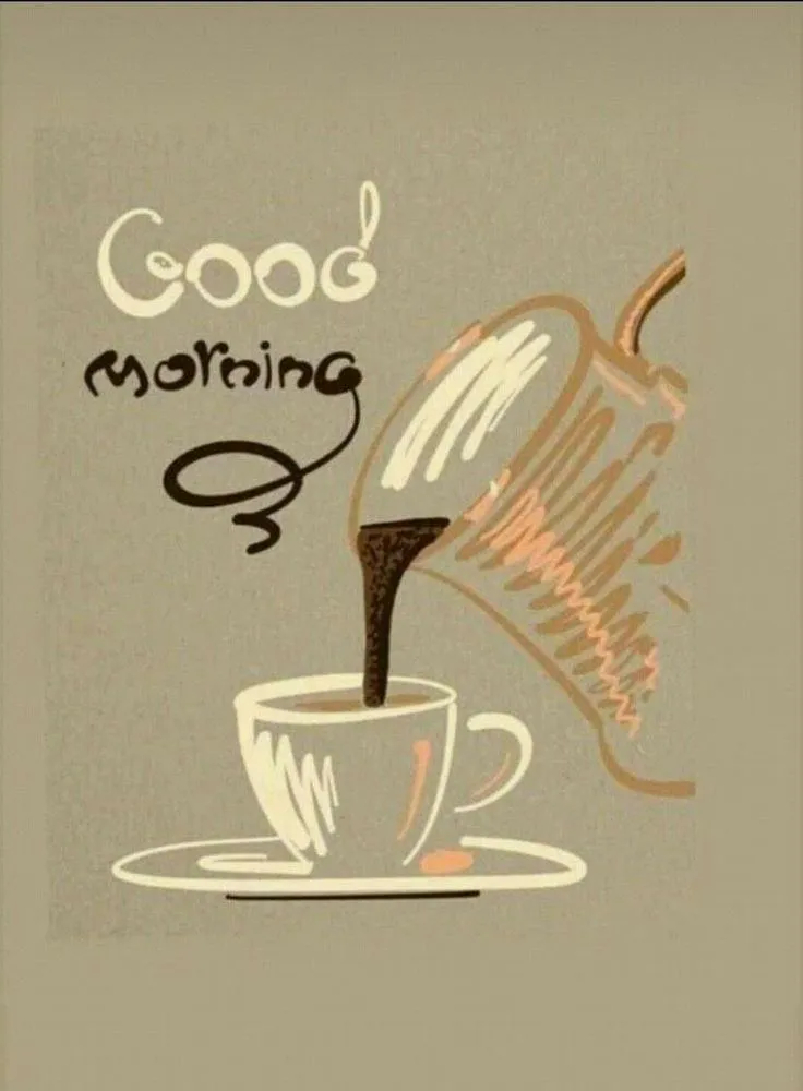 Good Morning Coffee Cup with Bird Drawing Wallpaper