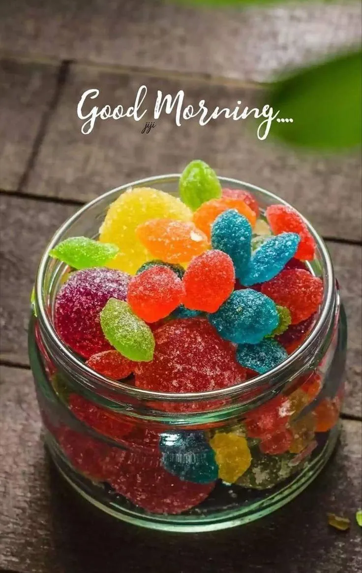 Good Morning Colorful Candy in Jar Free Hd Wallpaper