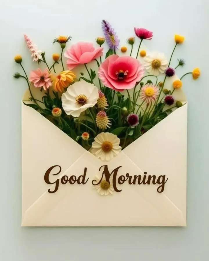 Good Morning Colorful Flowers Bouquet Greeting Card