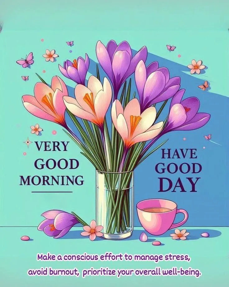 Good Morning Colorful Tulips and Positive Day Wishes