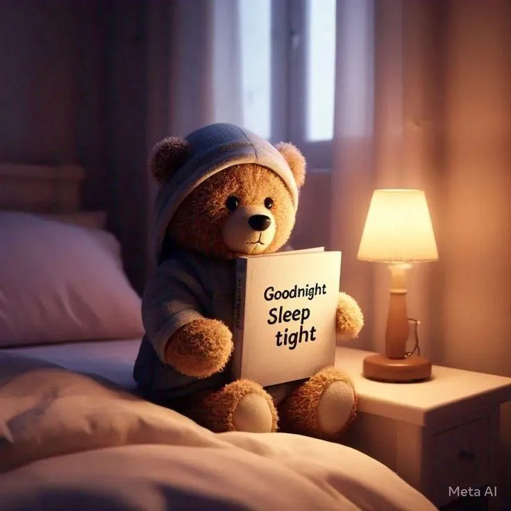 Good Morning Cozy Lamp and Teddy Bear with Coffee Image
