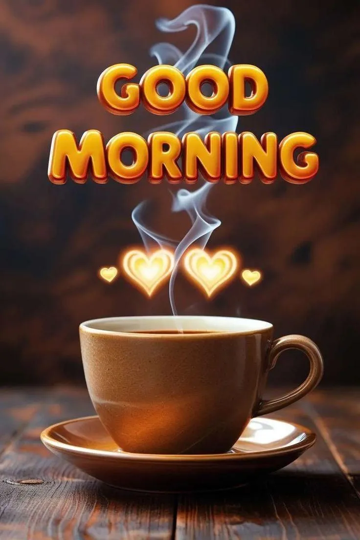Good Morning Cup of Coffee with Bright Text and Dark Background