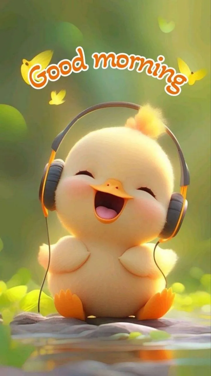 Good Morning Cute Yellow Duck Cartoon Free Wallpaper