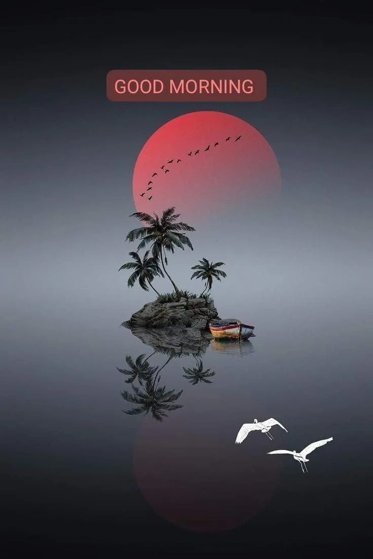 Good Morning Dark Artistic Tree with Birds At Sunset