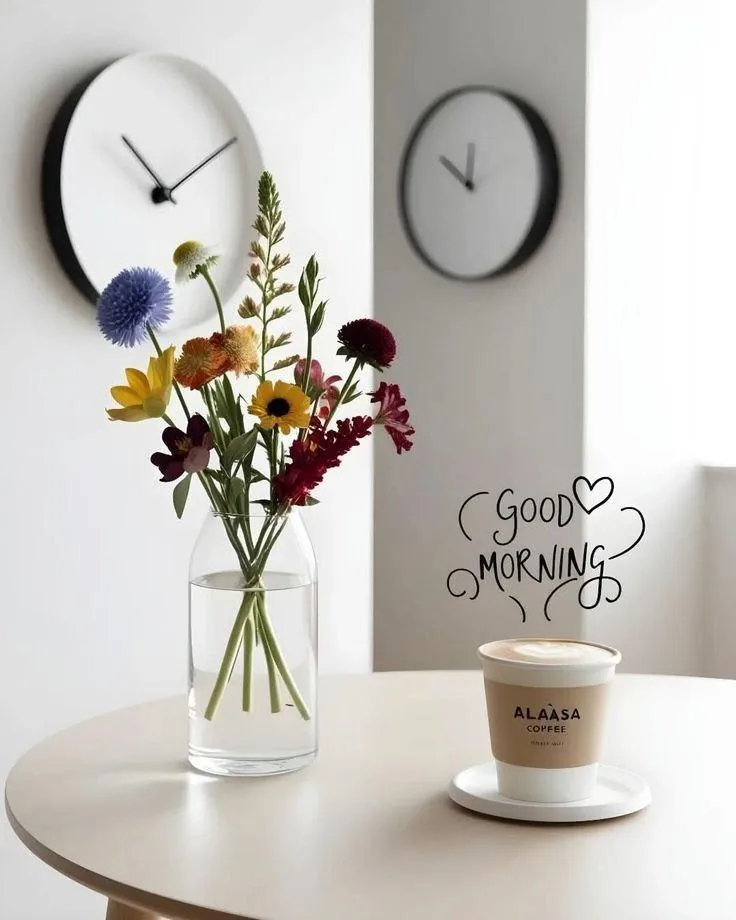 Good Morning Elegant Flower Arrangement in Glass Vase