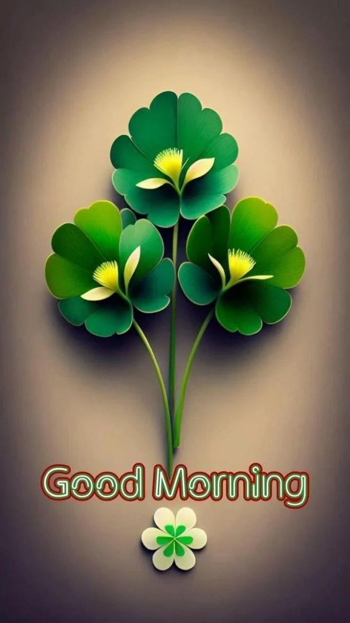 Good Morning Green Leaves with Bright Morning Wishes